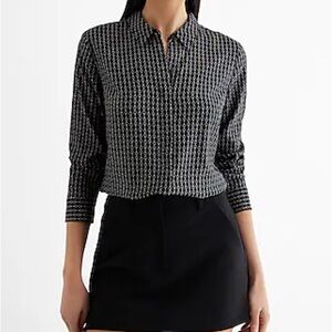 Express Portofino Black and White Patterned Blouse